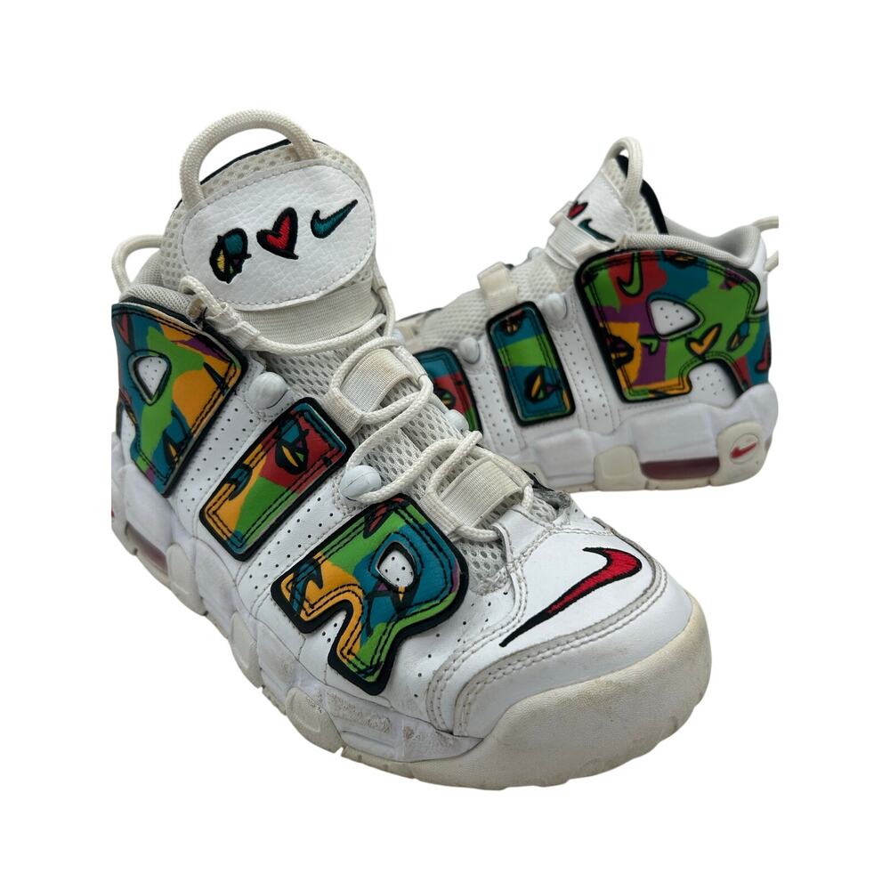 Nike Air More Uptempo Peace Love White Shoes Size 6.5 Y / WMN’S 8 MN’S 6.5